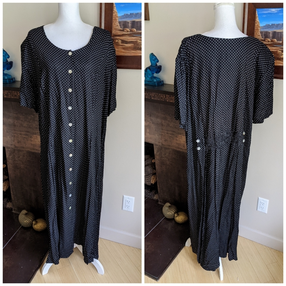 NEW MSK 90s Style Polkadot Maxi Dress Women's 30W